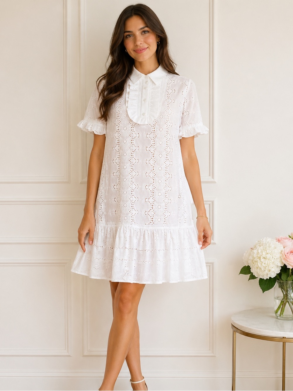 LENA HOSCHEK Matinee White Eyelet Dress